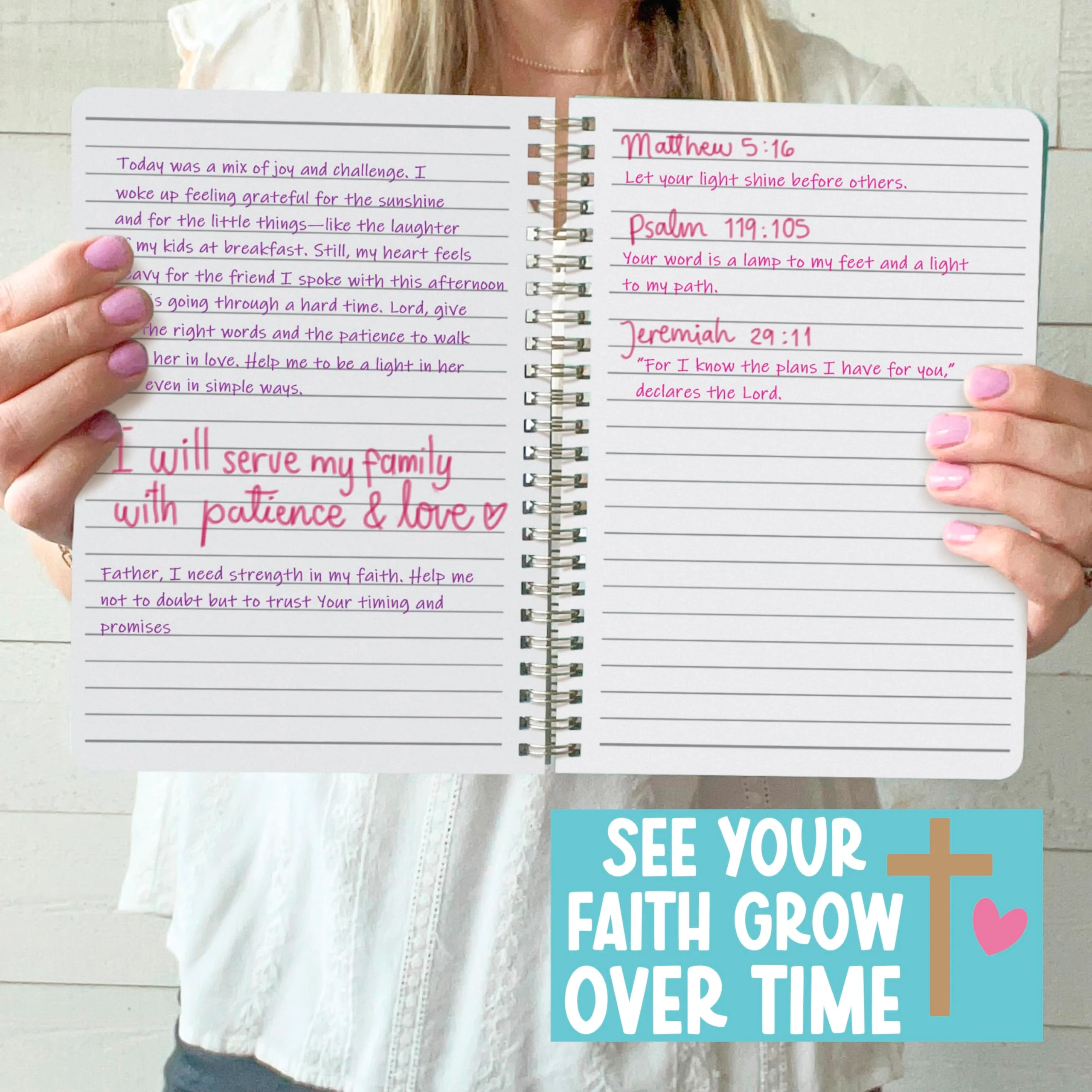 Christian Journals for Women - Bible Journaling, Daily Scripture Notebook, Religious Journal for Church Notes, Inspirational Chalkboard Journal - Kraft - Image 9