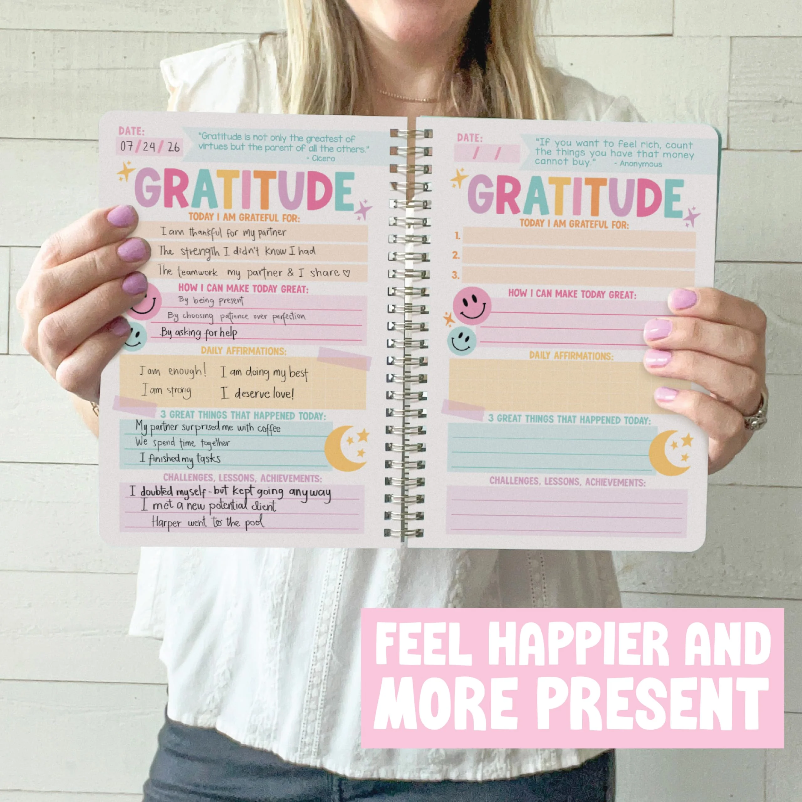 Gratitude Journal for Women - Daily Guided Journal with Prompts, Gratefulness Notebook - Beige - Image 6