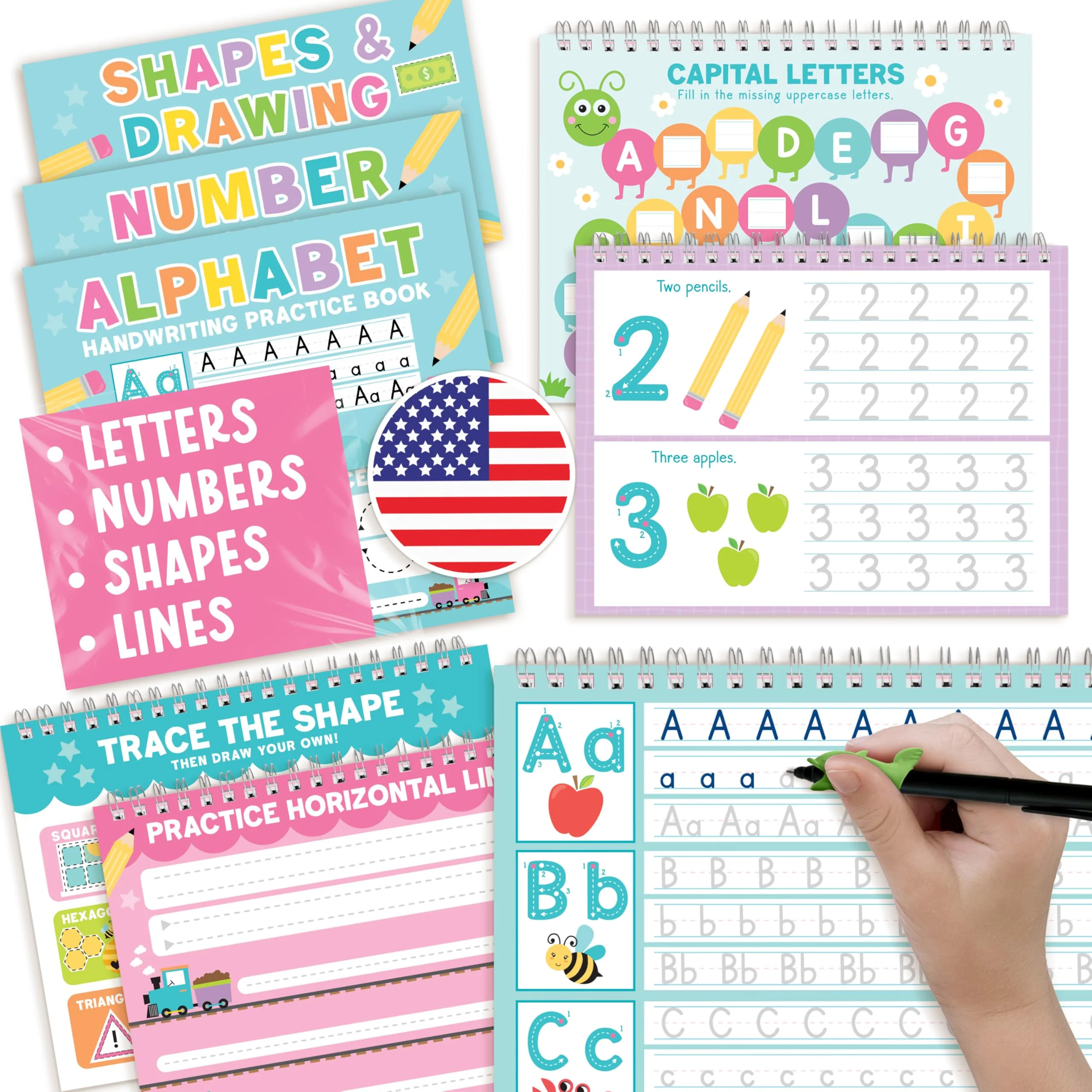 Handwriting Practice Books Kids 3-5 | Reusable Magic Ink Tracing Workbook | Preschool Kindergarten Ready - Image 3
