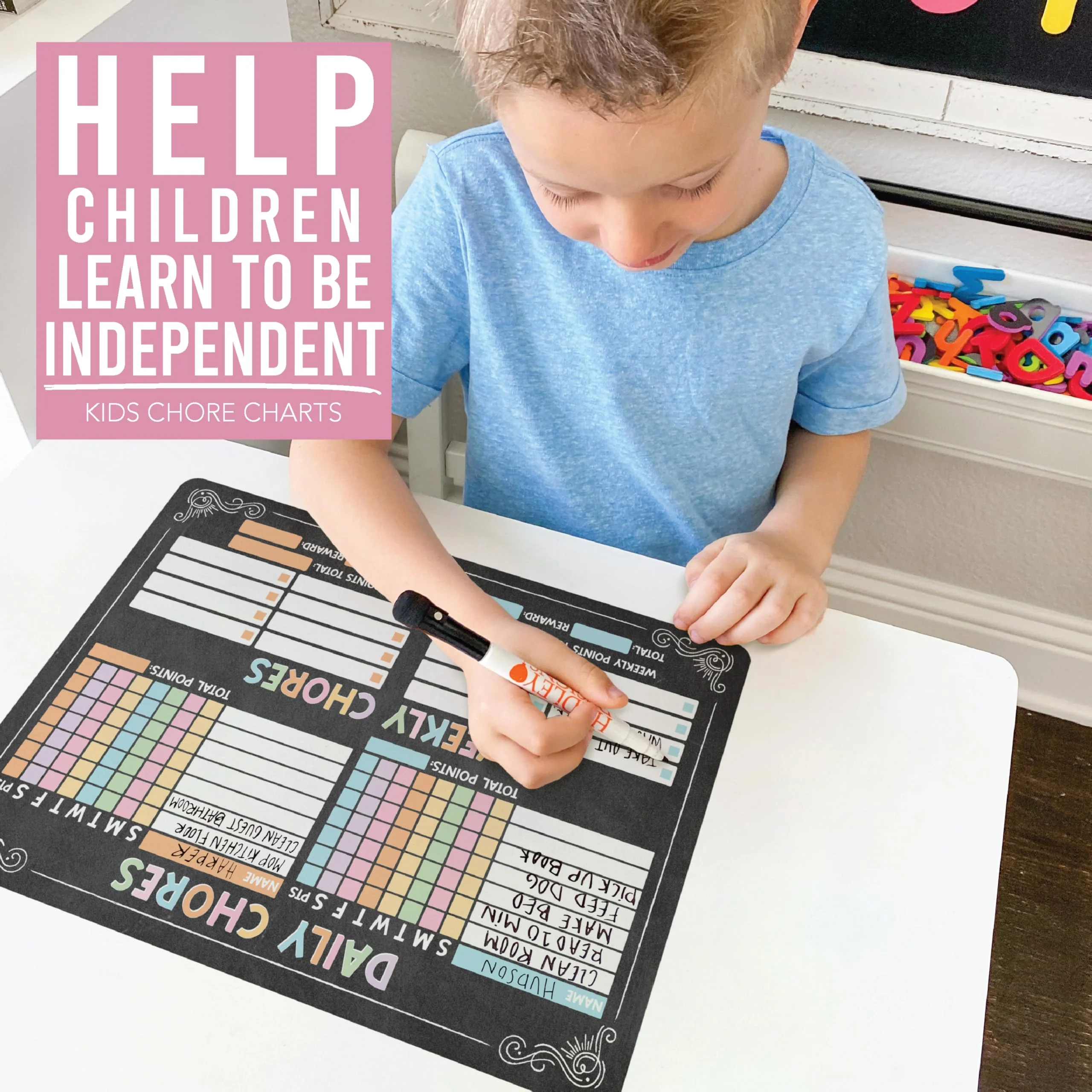 Colorful Chalk Large Chore Chart - Image 3